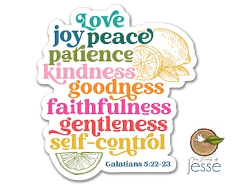 The Fruits of the Holy Spirit Waterproof Sticker | Vinyl Sticker | Galatians 5:22-23 | Catholic Sticker | Christian Sticker | Laptop sticker