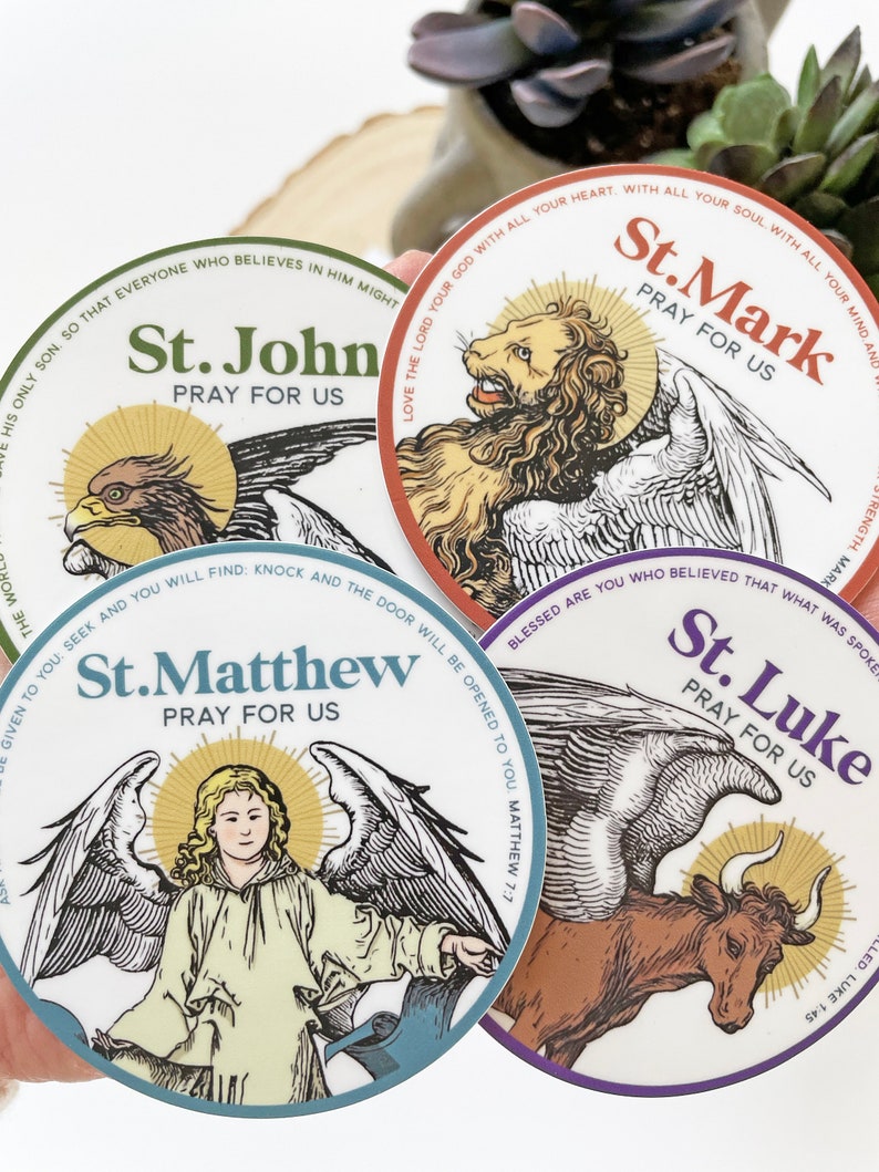 Symbols of the Four Evangelist Sticker Pack Catholic Stickers Confirmation Gift St. Mark St. John St. Matthew St. Luke image 7