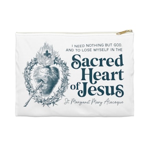 Sacred Heart of Jesus Accessory Pouch | Rosary and Prayer cards bag | Mass Veil bag | Catholic gift | First Communion | Confirmation | Bag