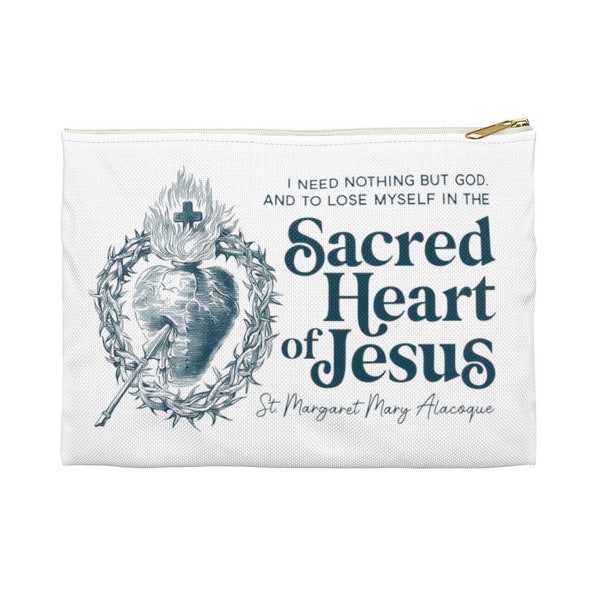 Sacred Heart of Jesus Accessory Pouch | Rosary and Prayer cards bag | Mass Veil bag | Catholic gift | First Communion | Confirmation | Bag