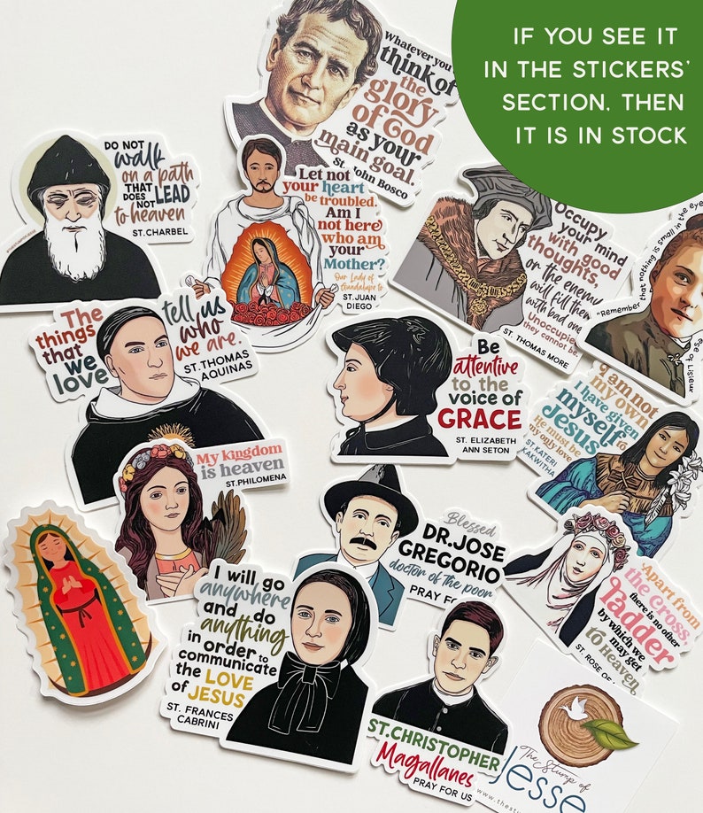 Catholic Sticker Bundle Mother Teresa St. John Paul St. Gianna Beretta St. Therese Carlo Acutis St. Bernadette St. Josemaria image 8