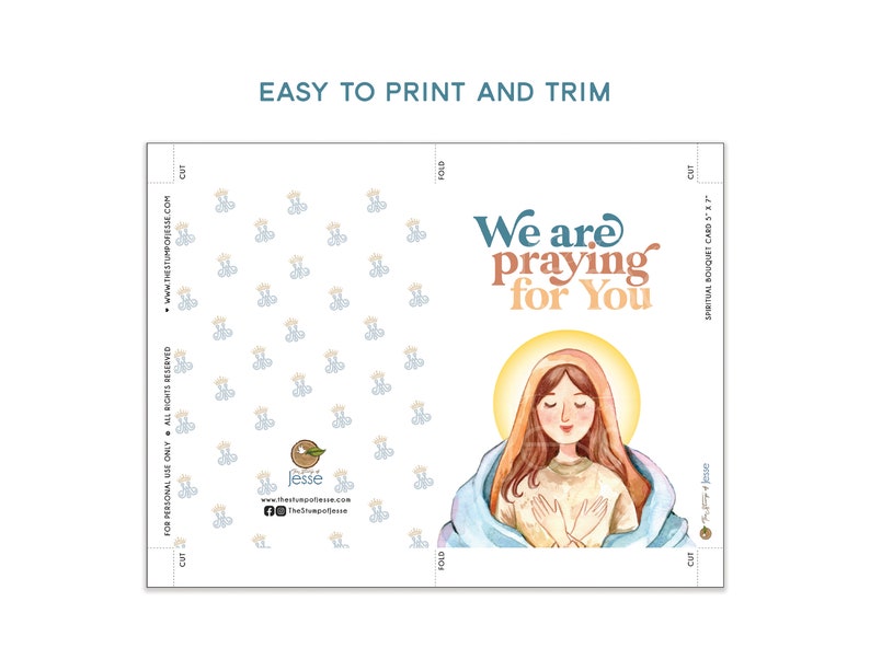 Ave Maria Printable Card Virgin Mary Digital Download - Etsy