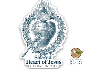 Sacred Heart of Jesus, I trust in You vinyl sticker | confirmation gift | 1st communion | catholic | decor | waterproof | Jesus