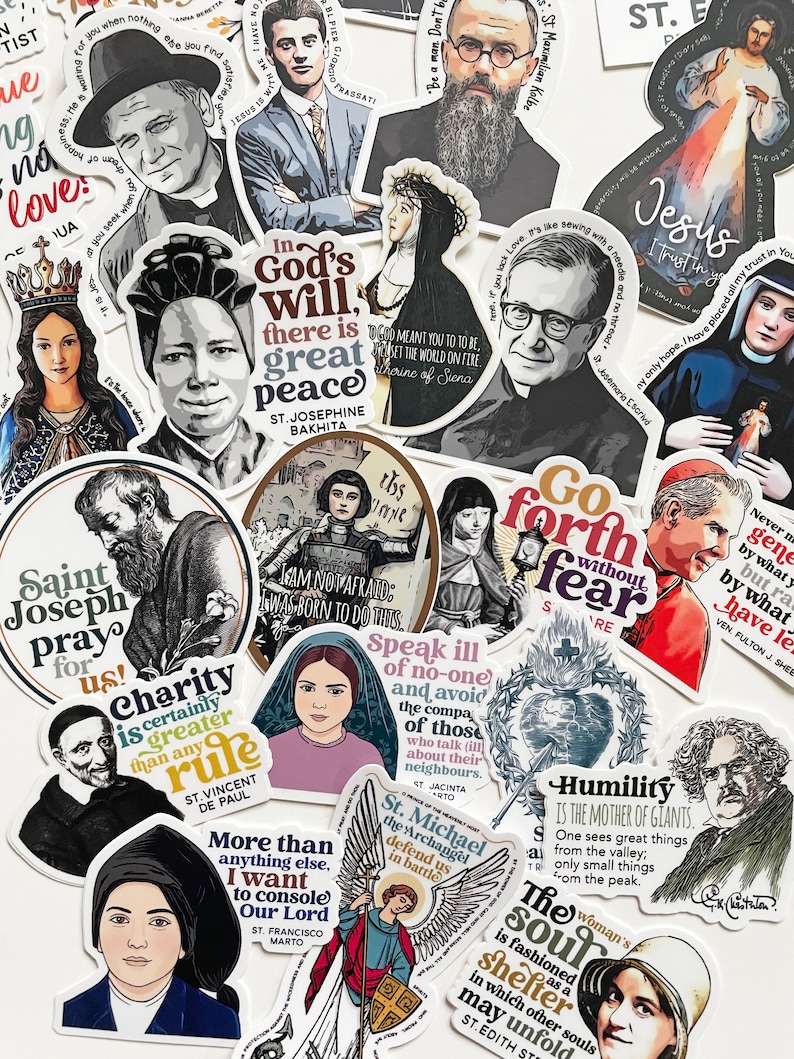 Catholic Sticker Bundle Mother Teresa St. John Paul St. Gianna Beretta St. Therese Carlo Acutis St. Bernadette St. Josemaria image 3