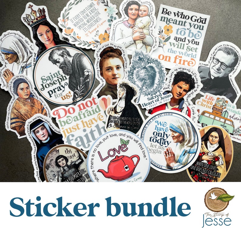 Catholic Sticker Bundle Mother Teresa St. John Paul St. Gianna Beretta St. Therese Carlo Acutis St. Bernadette St. Josemaria image 1