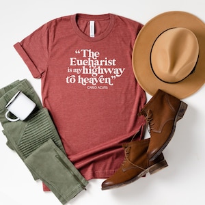 Carlo Acutis | The Eucharist is my Highway to Heaven Unisex Jersey Short Sleeve Tee | Catholic t-shirt | Confirmation gift | First Communion