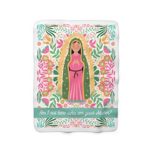 Our Lady of Guadalupe Sherpa Fleece Blanket | Catholic gift | Baptism | First Communion | Gift for god daughter