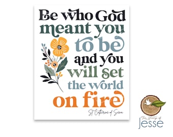 Be who God meant you to be sticker | waterproof vinyl | St. Catherine of Siena | Saint | Catholic | gift | confirmation | communion | decor