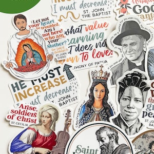 Catholic Sticker Bundle Mother Teresa St. John Paul St. Gianna Beretta St. Therese Carlo Acutis St. Bernadette St. Josemaria image 2