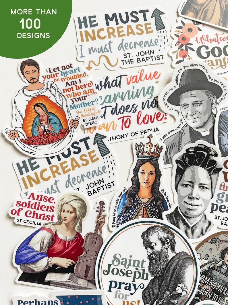 Catholic Sticker Bundle Mother Teresa St. John Paul St. Gianna Beretta St. Therese Carlo Acutis St. Bernadette St. Josemaria image 2