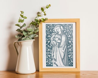 Mary and Jesus digital print | catholic decor | download | printable | gift | first communion | Blessed Virgin Mary | Baby Jesus