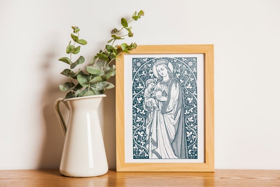 Mary and Jesus digital print | catholic decor | download | printable | gift | first communion | Blessed Virgin Mary | Baby Jesus