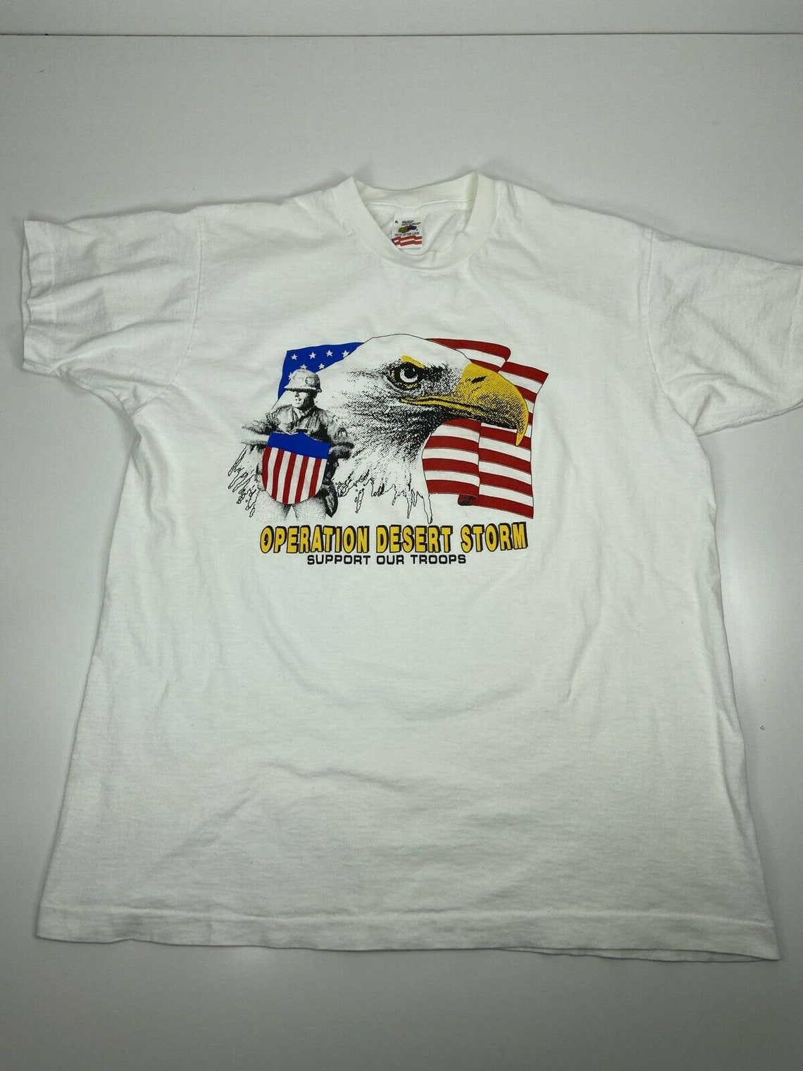 Vintage Operation Desert Storm 1990s T-shirt White Flag Size XL Support ...