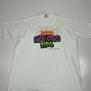 Vintage Nikelodeon Wild and Crazy Kids T-Shirt White 1990’s Size L Promo Rare Nick at Nite