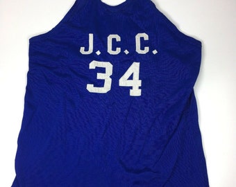 Vintage 1970’s Basketball Jersey #34 Blue White Size M Mesh