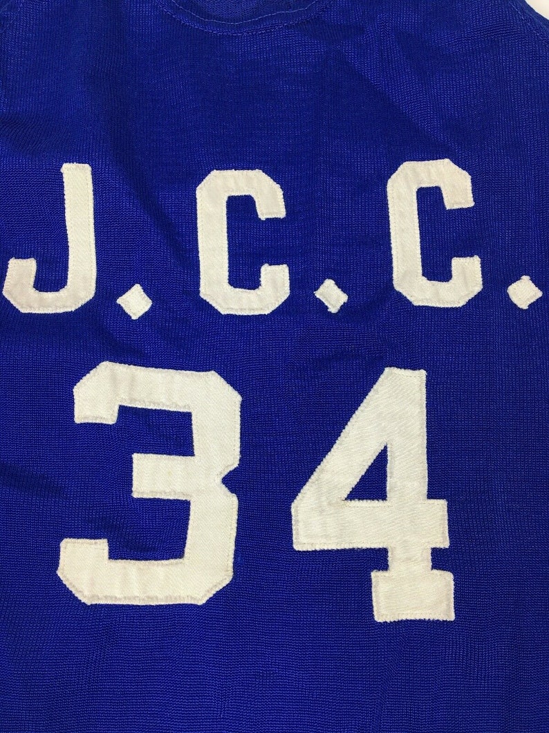 Vintage 1970s Basketball Jersey 34 Blue White Size M Mesh Etsy