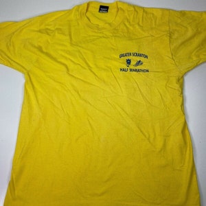 Screen Stars Vintage Scranton Marathon T-shirt 1980’s Yellow Size XL