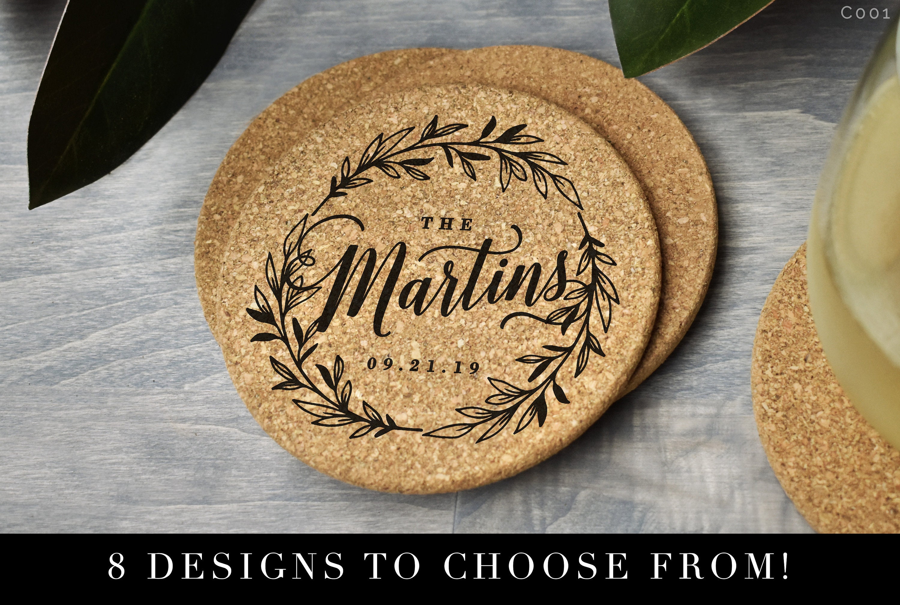 Set of 4 Personalized Coasters Cork Coaster Set Etsy