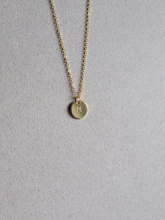 Gold Initial Necklace Stamped Letter 