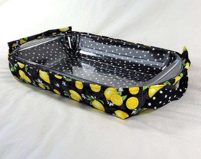 Lemons and Polka Dot Hot Dish Holder Quilted and Insulated Etsy