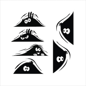 Funny Peeking Monster Faces SVG cut file, Silhouette, Cricut, SVG DIGITAL File Clipart, Vector dxf, jpg, png, eps, svg