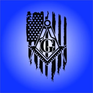 Masonic AMERICAN FLAG ~ TATTERED Decal.  Free Shipping.