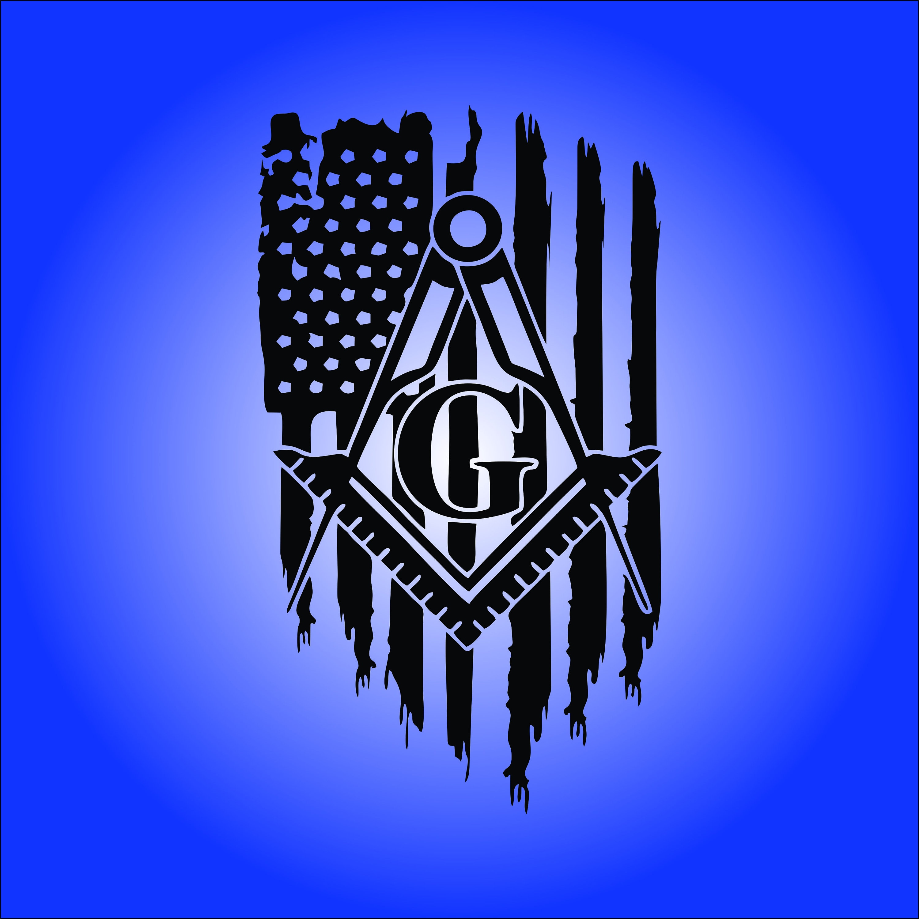 Masonic AMERICAN FLAG ~ TATTERED Decal. Free Shipping.