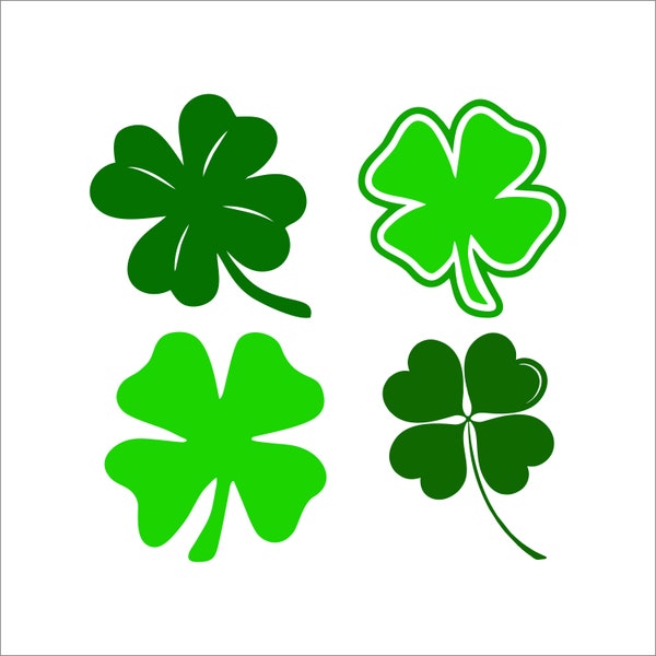 4 leaf clovers St Patrick's Day SVG cut file, Silhouette, Cricut, SVG DIGITAL File Clipart, Vector dxf, jpg, png, eps, svg