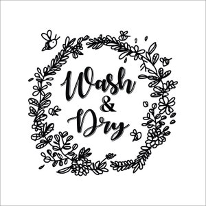 Wash ~ Dry ~ Bee Wreath ~ Washer & Dryer Decal.  FREE SHIPPING.