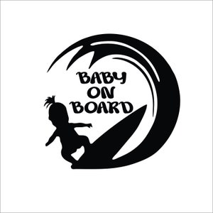 BABY Girl ON BOARD surf Vinyl Decal raamsticker. Geen verzendkosten.