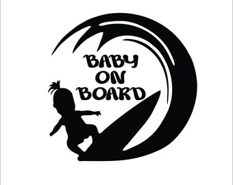 BABY Girl ON BOARD surf Vinyl Decal window decal.  Free Shipping.