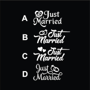 Just Married Wedding Decals.  Free Shipping.