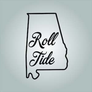 ALABAMA State Outline ROLL TIDE Decal.  Free Shipping.