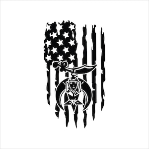 Shriner AMERICAN FLAG ~ TATTERED Decal.  Free Shipping.