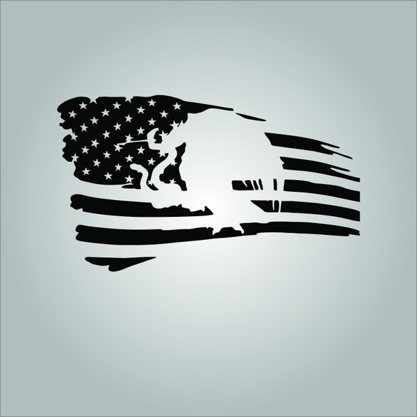 AMERICAN Mexican FLAG ~ TATTERED Decal.  Free Shipping.