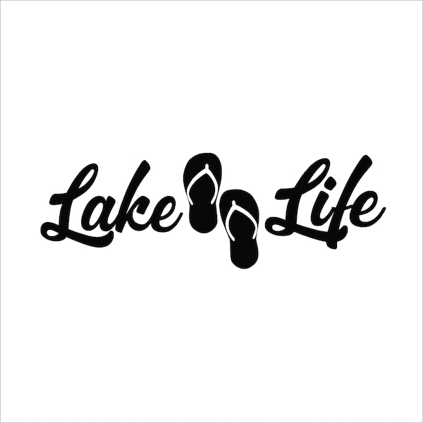 Lake Life with Flip Flops Vinyl Decal window decal.  Free Shipping.