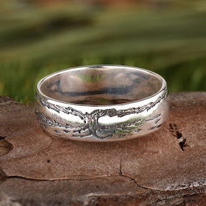 Mens promise ring in 925 sterling silver, Tree of life ring for men, Woodland wedding, Personalized guy gift