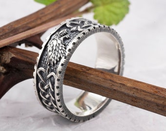 Wolf ring men, Unique silver mens ring, Animal Ring Men, Unique Gift For Him