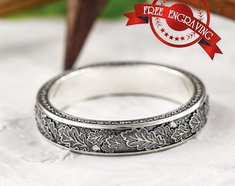 Oak leaf ring, Unique nature ring, Nature wedding band