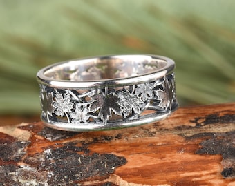Maple Leaf Wedding Ring - Etsy
