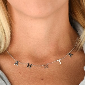 Collar con nombre personalizado de plata de ley 925, collar con nombre de letras latinas y cirílicas, collar con nombre personalizado