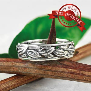 Anillo de promesa de plata de ley - Anillo de compromiso élfico - Hoja natural única