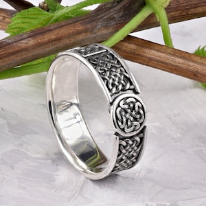 Sterling silver celtic wedding ring, celtic knot ring silver, mens wedding band silver, celtic jewelry gift for him