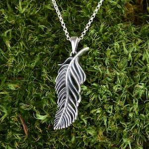 Minimalist feather necklace, Minimal sterling silver necklace, Girl best friend gift