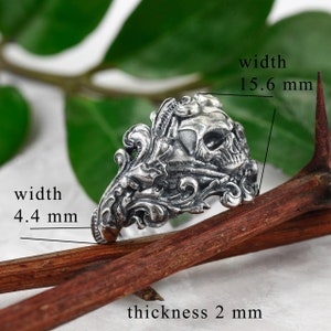 Unique mens pirate skull ring, Sterling silver biker ring, Skeleton pirate ring, pirate jewelry, skull ring for men image 9