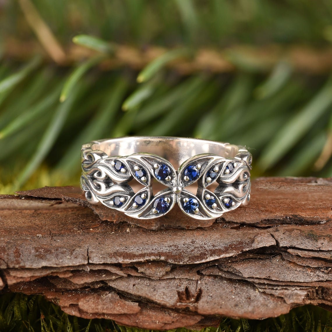 Fantasy promise rings for couples Sapphire wedding ring women | Etsy