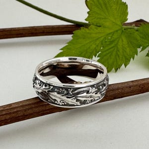 Unique Leaf Wedding Ring for Her. Matching ring sterling silver for women. Ring for Her. Unusual Wedding Band. Mother&#39;s Day Gift