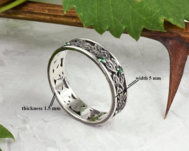 Natural emerald wedding ring set sterling silver emerald Etsy