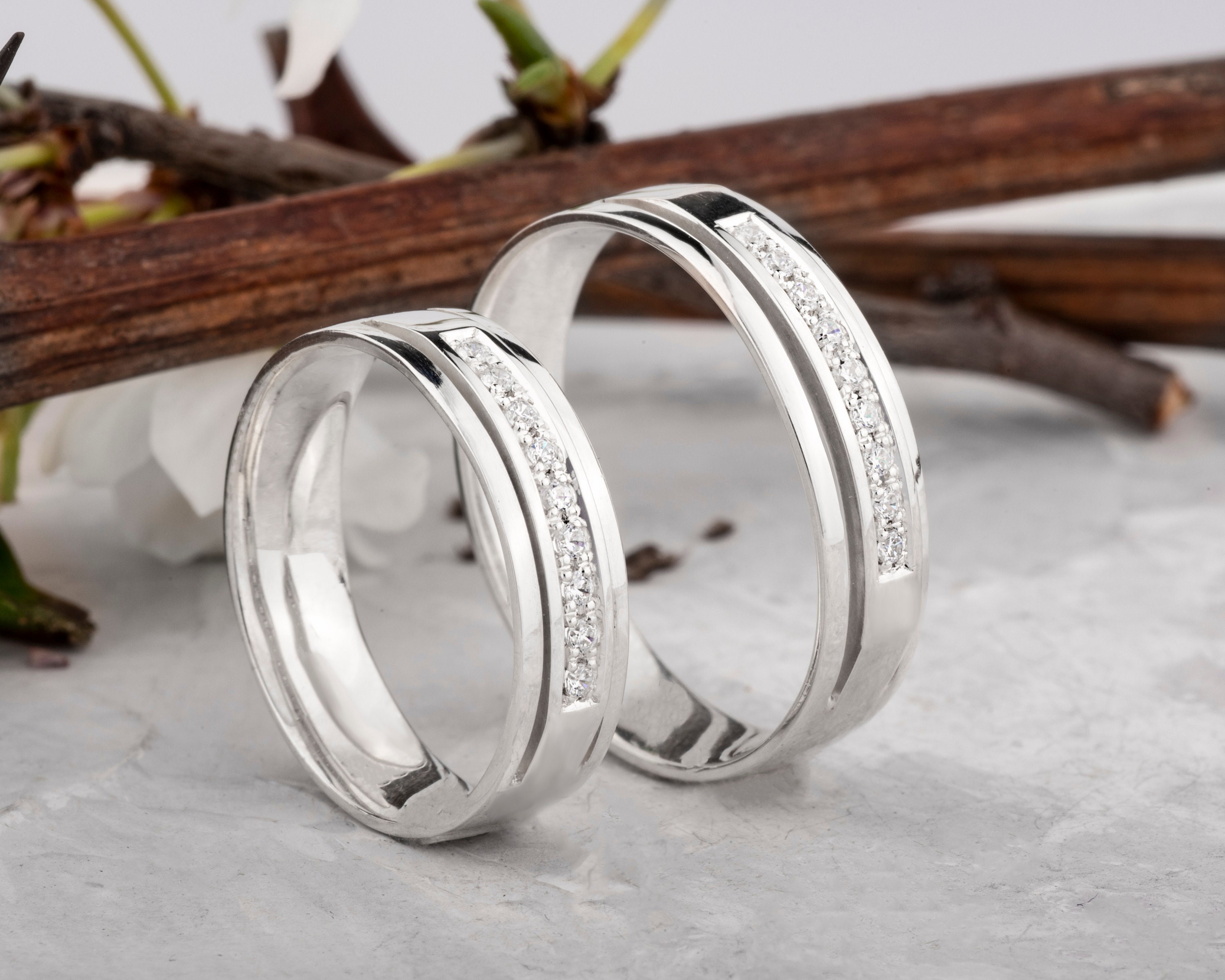 Sterling silver couple promise rings silver matching wedding Etsy