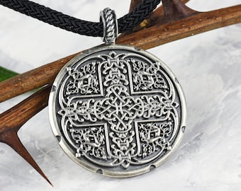 Handcrafted sterling silver men's pendant with a Celtic cross. Gifts for Him